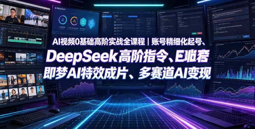 AI视频0基础高阶实战全课程|账号精细化起号、DeepSeek高阶指令、即梦AI特效成片、多赛道AI短视频量产变现-小白项目网