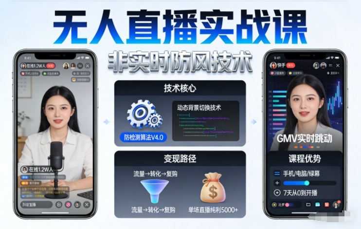 宝子哥无人直播实战课，非实时防风技术，聚焦抖音快手等平台直播带货，轻松开启直播变现之路（更新2026年5月17日）-小白项目网