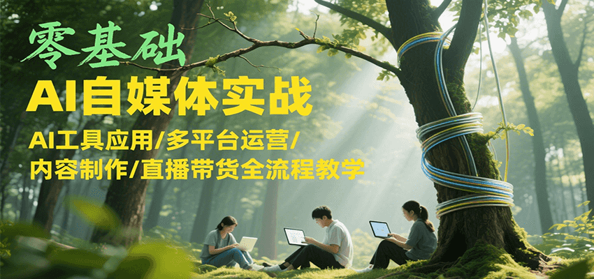 零基础AI自媒体实战，AI工具应用/多平台运营/内容制作/直播带货全流程教学-小白项目网