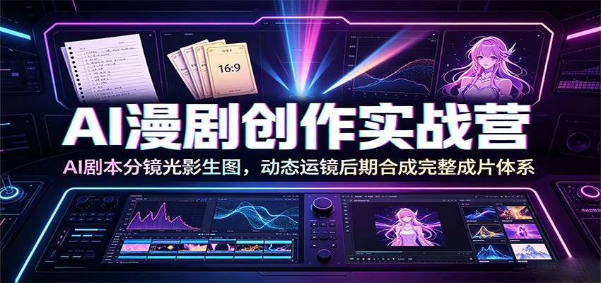 AI漫剧创作实战营：AI剧本分镜光影生图，动态运镜后期合成完整成片体系-小白项目网