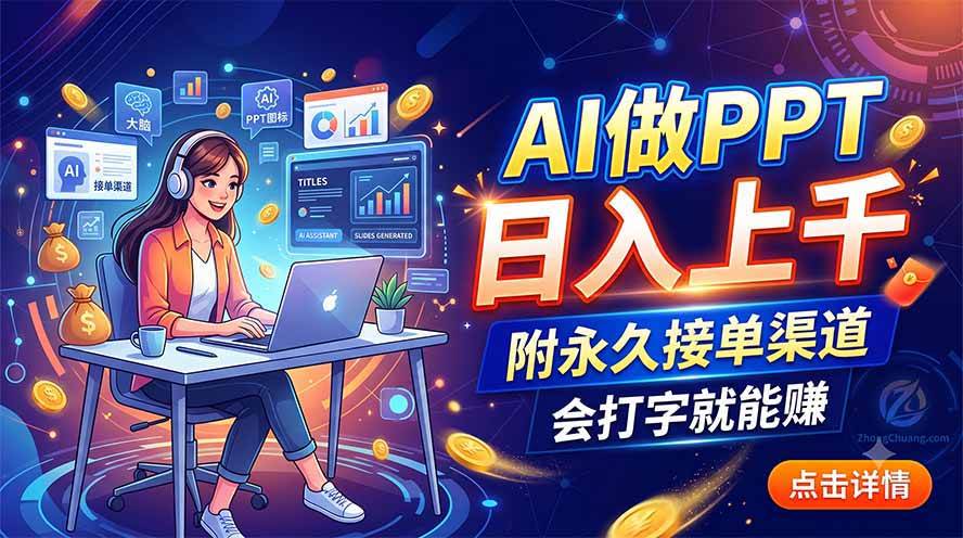 （19644期）AI做PPT日入上千，附永久接单渠道，会打字就能赚-小白项目网