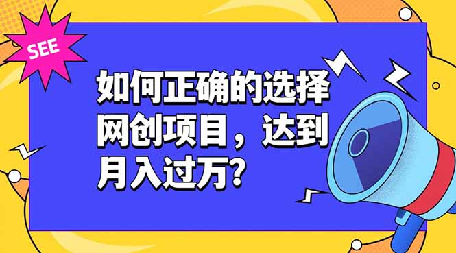 如何正确的选择网创项目,达到月入过万?,本课程教你正确选择项目。-小白项目网