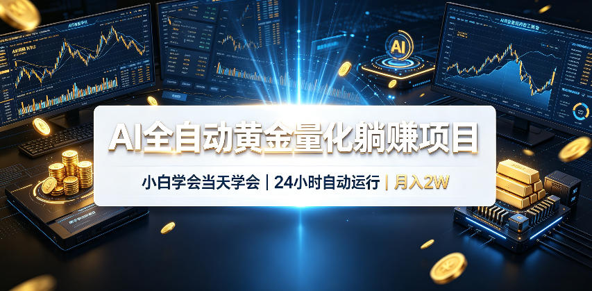 AI全自动黄金量化躺賺项目，24小时自动运行，月入2W！-小白项目网