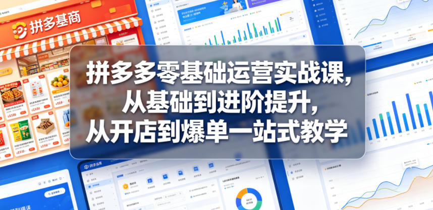 拼多多零基础运营实战课，从基础到进阶提升，从开店到爆单一站式教学-小白项目网