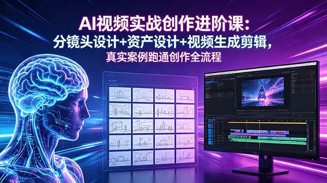 （18596期）AI视频实战创作进阶课：分镜头设计+资产设计+视频生成剪辑，真实案例跑通创作全流程-小白项目网