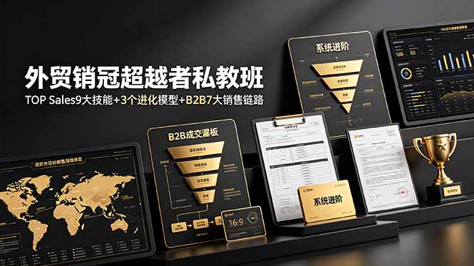 外贸销冠超越者私教班：TOP Sales9大技能+3个进化模型+B2B7大销售链路，系统进阶-小白项目网