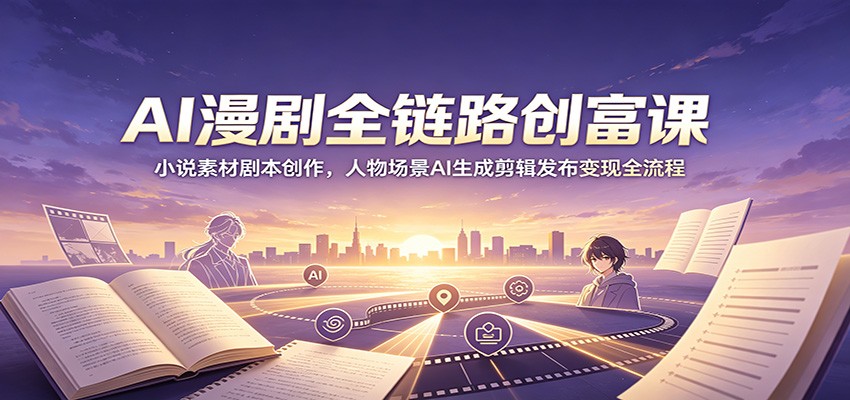 AI漫剧全链路创富课：小说素材剧本创作，人物场景AI生成剪辑发布变现全流程-小白项目网
