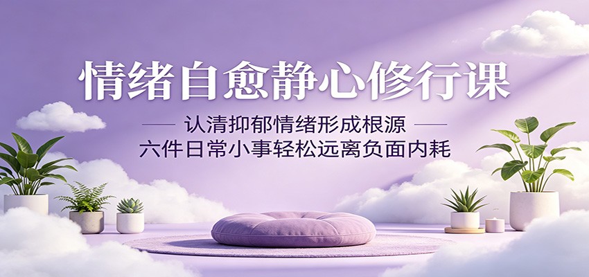 情绪自愈静心修行课：认清抑郁情绪形成根源，六件日常小事轻松远离负面内耗-小白项目网