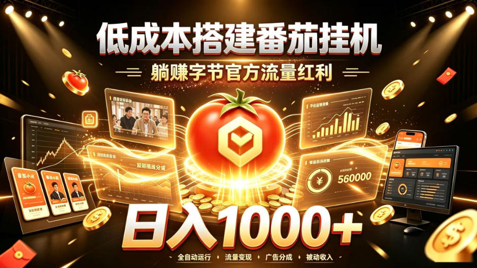 低成本搭建番茄挂G，躺賺字节官方流量红利，日入1k+，全程傻瓜式落地【揭秘】-小白项目网