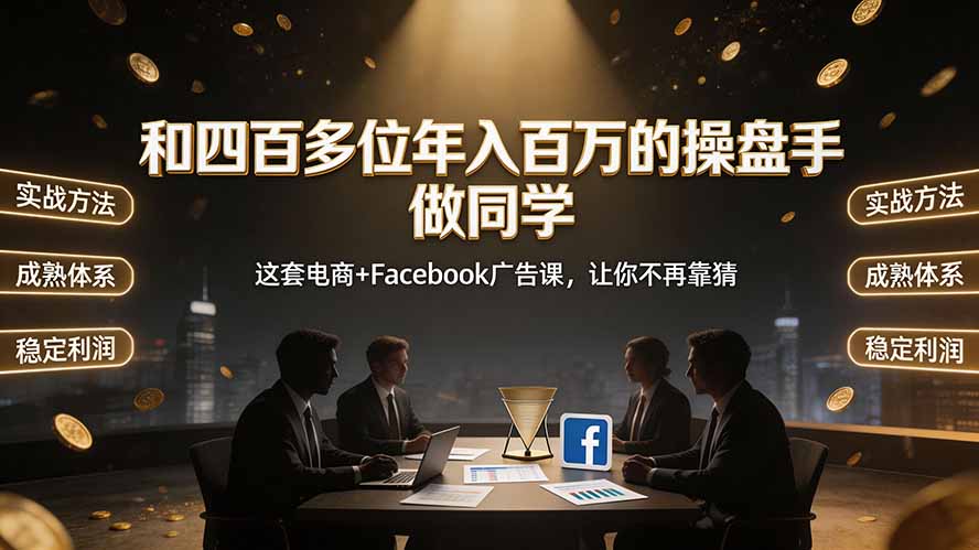 和四百多位年入百万的操盘手做同学——这套电商+Facebook广告课，让你不再靠猜【原创双语字幕】-小白项目网