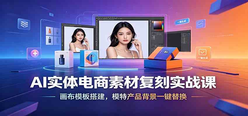 AI实体电商素材复刻实战课:画布模板搭建,模特产品背景一键替换-小白项目网