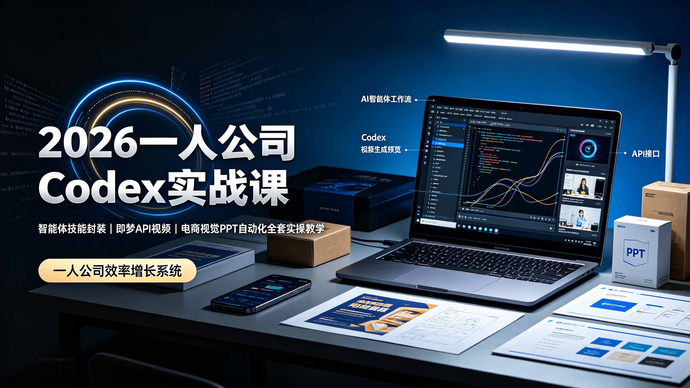 2026一人公司Codex实战课◆智能体技能封装｜即梦API视频｜电商视觉PPT自动化全套实操教学-小白项目网