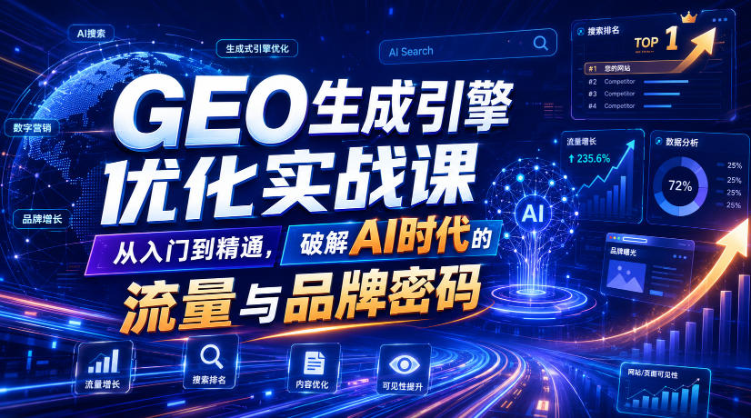 GEO生成引擎优化实战课，从入门到精通，破解AI时代的流量与品牌密码-小白项目网