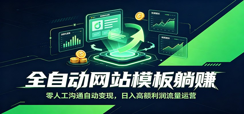 全自动网站模板躺赚:零人工沟通自动变现,日入高额利润流量运营-小白项目网