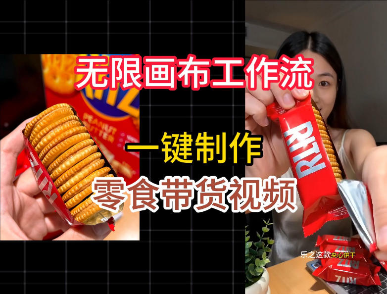 无限画布工作流一键制作零食带货视频，操作简单实操教学-小白项目网
