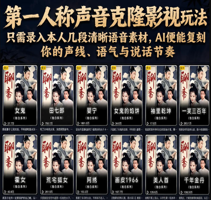 第一人称声音克隆影视玩法，只需录入本人几段清晰语音素材，AI便能复刻你的声线、语气与说话节奏-小白项目网