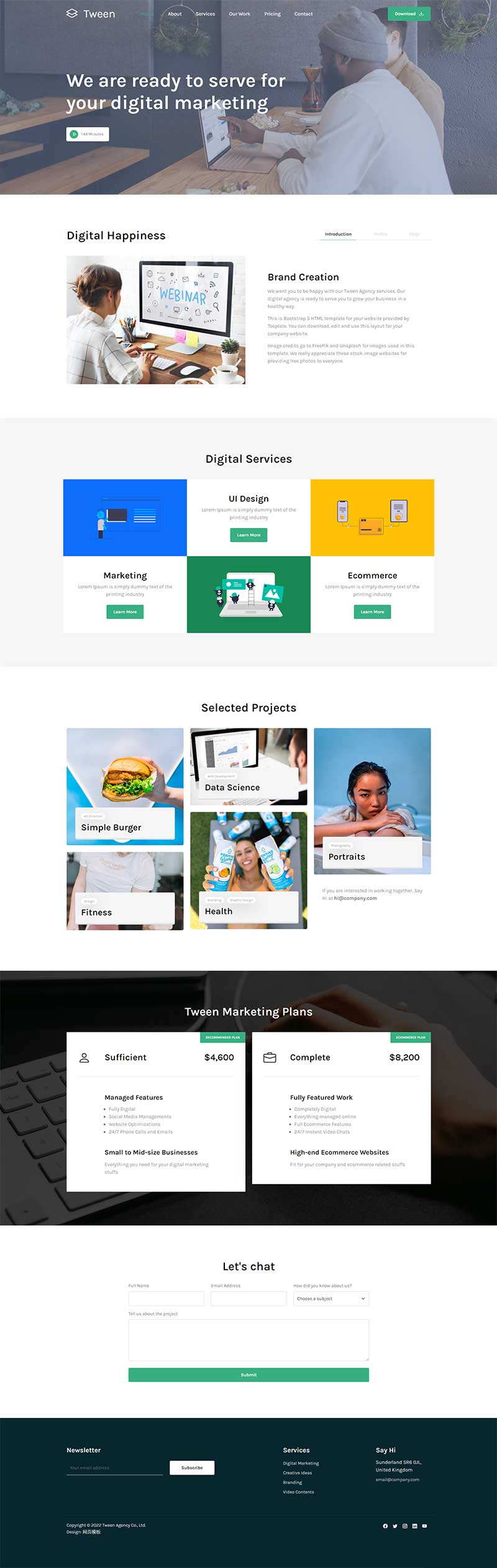 数字营销服务公司html5单页网页模板-小白项目网