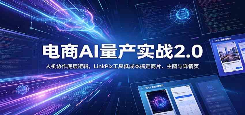 电商人AI量产实战2.0：人机协作底层逻辑，LinkPix工具低成本搞定商片、主图与详情页-小白项目网