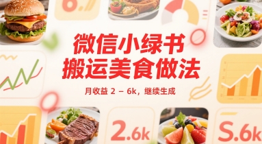 微信小绿书搬运美食做法 月收益 2-6k - 小白项目网-小白项目网