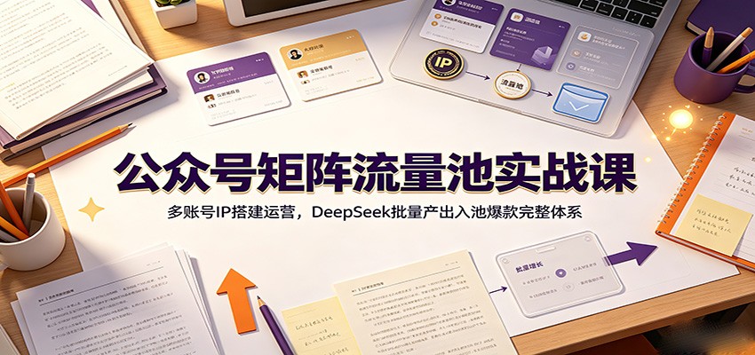 公众号矩阵流量池实战课:多账号IP搭建运营,DeepSeek批量产出入池爆款完整体系-小白项目网