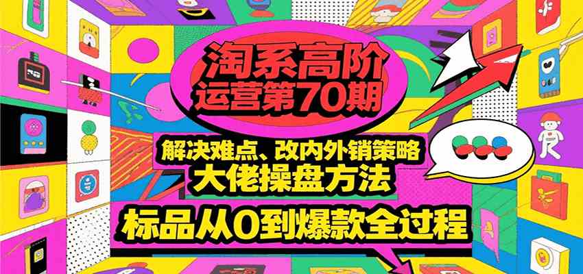 淘系高阶运营第70期，解决难点、改内外销策略，大佬操盘方法，标品从0到爆款全过程-小白项目网