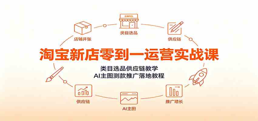 淘宝新店零到一运营实战课：类目选品供应链教学，AI主图测款推广落地教程-小白项目网