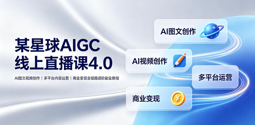 某星球AIGC线上直播课4.0｜AI图文视频创作、多平台内容运营、商业变现全链路进阶副业教程-小白项目网