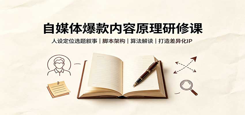 自媒体爆款内容原理研修课：人设定位选题叙事，脚本架构，算法解读打造差异化IP-小白项目网