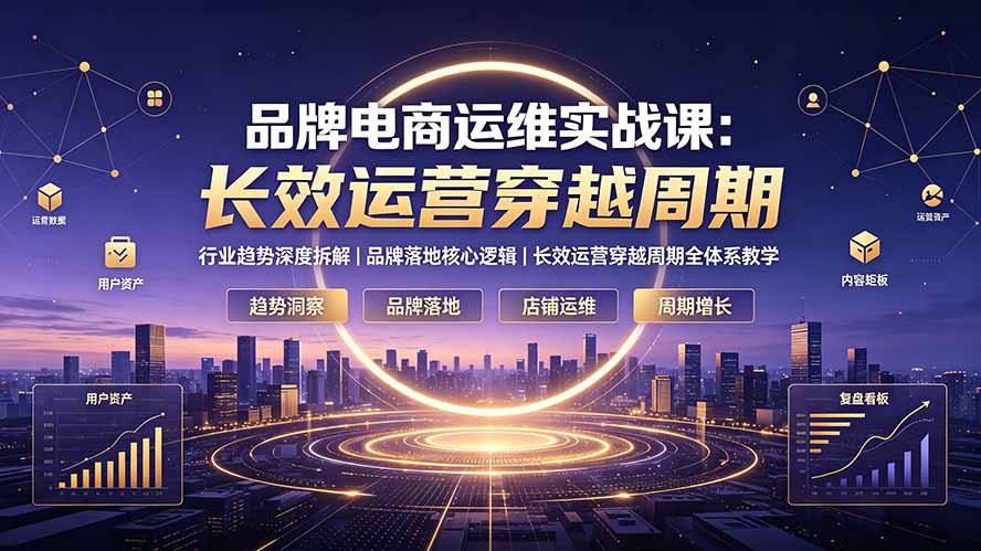 品牌电商运维实战课:行业趋势深度拆解|品牌落地核心逻辑|长效运营穿越周期全体系教学-小白项目网