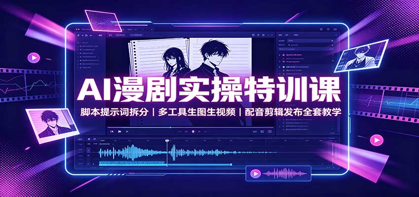 AI漫剧实操特训课：脚本提示词拆分，多工具生图生视频，配音剪辑发布全套教学-小白项目网
