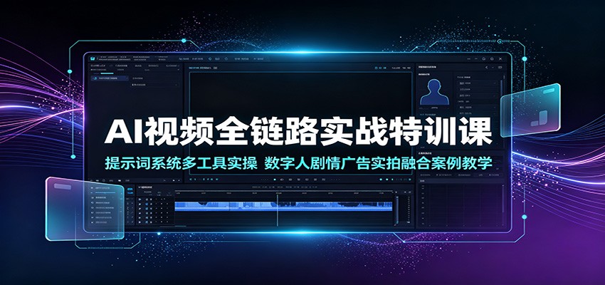AI视频全链路实战特训课:提示词系统多工具实操,数字人剧情广告实拍融合案例教学-小白项目网