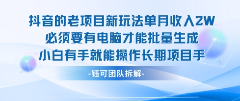 老项目新玩法单月收入2W小白有手就能操作长期项目-小白项目网