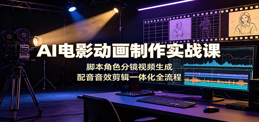 AI电影动画制作实战课:脚本角色分镜视频生成,配音音效剪辑一体化全流程-小白项目网
