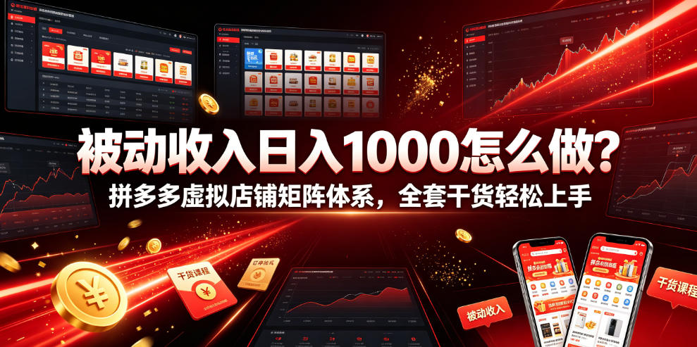 被动收入日入1000怎么做？拼多多虚拟店铺矩阵体系，全套干货轻松上手【揭秘】-小白项目网