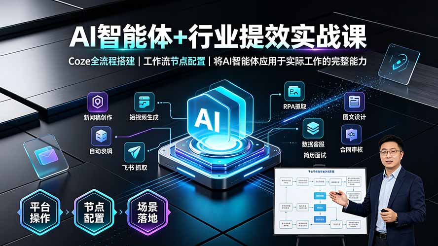 AI智能体+行业提效实战课·Coze全流程搭建｜工作流节点配置｜将AI智能体应用于实际工作的完整能力-小白项目网