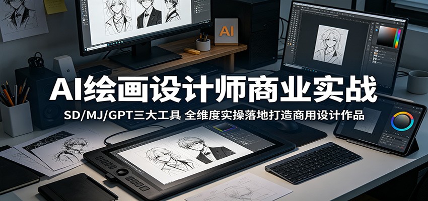 AI绘画设计师商业实战：SD/MJ/GPT三大工具，全维度实操落地打造商用设计作品-小白项目网