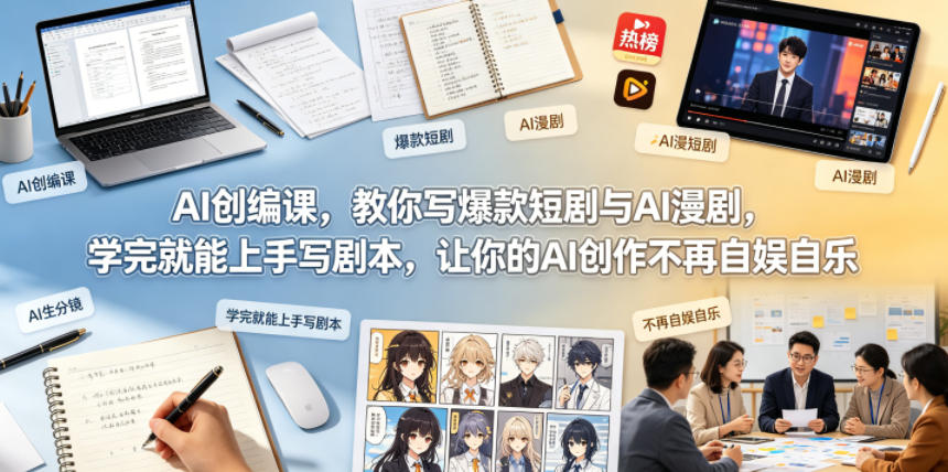 AI创编课，教你写爆款短剧与AI漫剧，学完就能上手写剧本，让你的AI创作不再自娱自乐-小白项目网