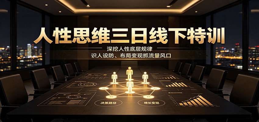 人性思维三日线下特训：深挖人性底层规律，识人设防、布局变现抓流量风口-小白项目网