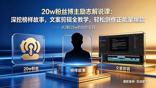 （18648期）20w粉丝博主励志解说课：深挖榜样故事，文案剪辑全教学，轻松创作正能量爆款-小白项目网
