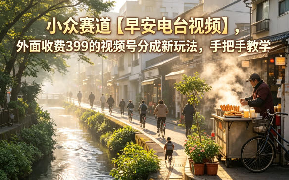 小众赛道【早安电台视频】，外面收费399的视频号分成新玩法，手把手教学-小白项目网