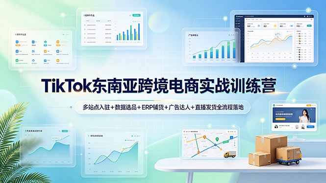 TikTok东南亚跨境电商实战训练营：多站点入驻+数据选品+ERP铺货+广告达人+直播发货全流程落地-小白项目网