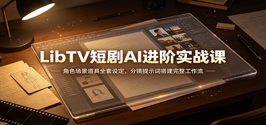 LibTV短剧AI进阶实战课：角色场景道具全套设定，分镜提示词搭建完整工作流-小白项目网