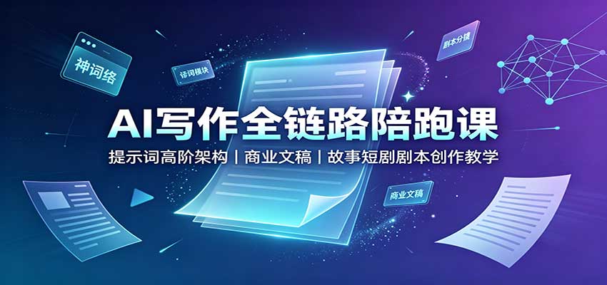 AI写作全链路陪跑课：提示词高阶架构，商业文稿，故事短剧剧本创作教学-小白项目网