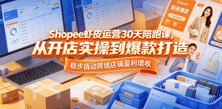 Shopee虾皮运营30天陪跑课，从开店实操到爆款打造，稳步撬动跨境店铺盈利增收-小白项目网