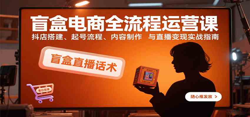 盲盒电商全流程运营课：抖店搭建、起号流程、内容制作与直播变现实战指南-小白项目网