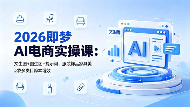 2026即梦AI电商实操课:文生图+图生图+提示词,服装饰品家具美妆多类目降本增效-小白项目网