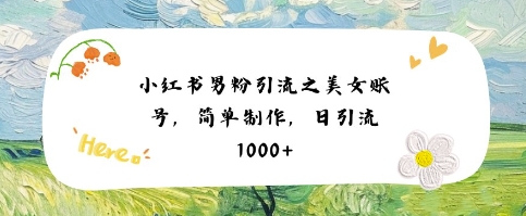 小红书男粉引流项目之美女账号6，简单制作，条条爆款原创，不违规-小白项目网