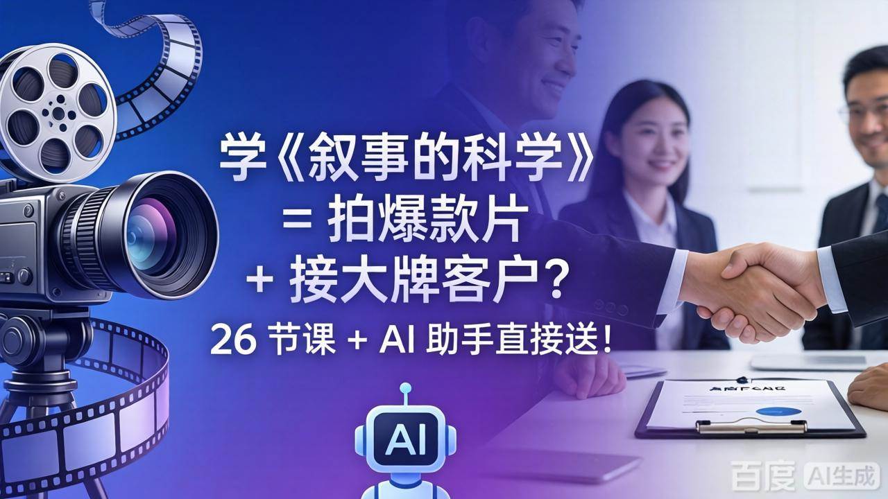 (18302期)学《叙事的科学》= 拍爆款片 + 接大牌客户?26 节课 + AI 助手直接送!-小白项目网