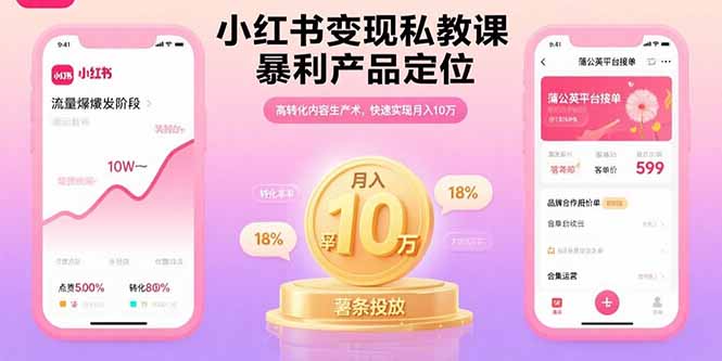 小红书变现私教课，暴利产品定位，高转化内容生产术，快速实现月入10万 - 小白项目网-小白项目网