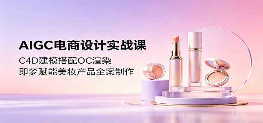 AIGC电商设计实战课：C4D建模搭配OC渲染，即梦赋能美妆产品全案制作-小白项目网